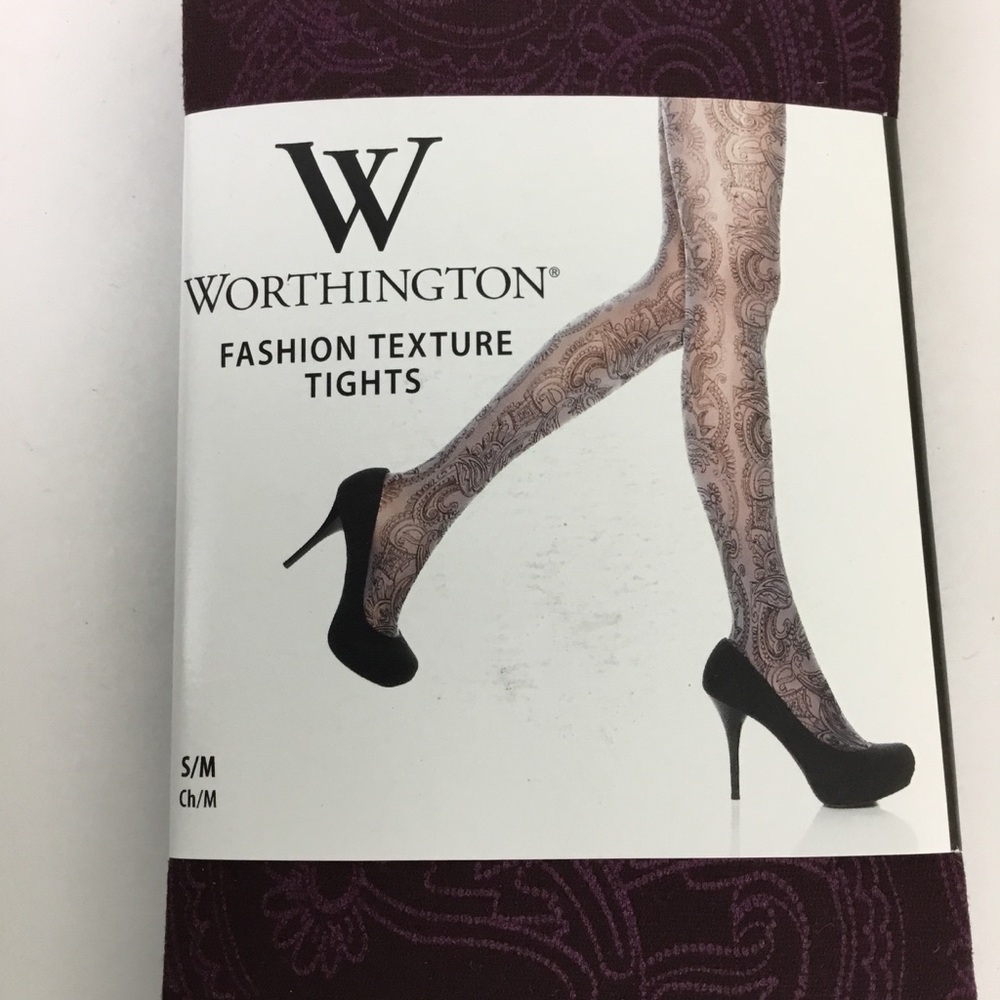 Worthington Women’s Printed Texture Tights Sz S/M Whimsigoth Purple